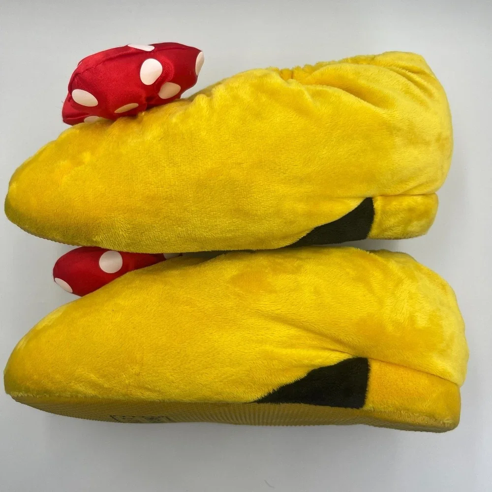 Disney Minnie Mouse Plush Slippers Medium Yellow Faux Fur Slip On Shoes